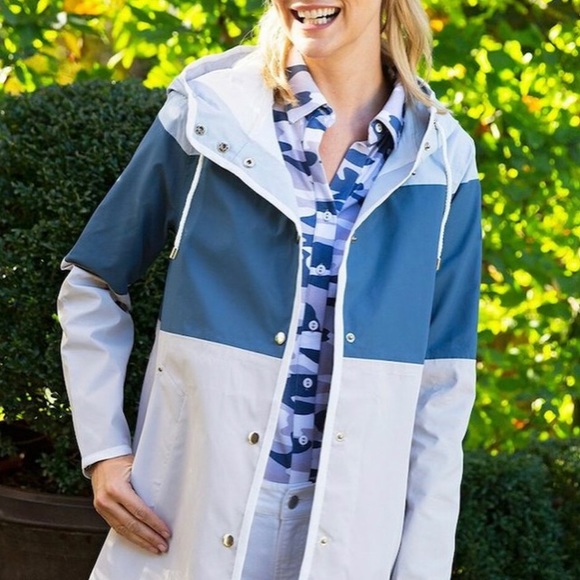 NWT TYLER BOE Nantucket Colorblock Rain Parka - Picture 2 of 4